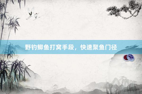野钓鲫鱼打窝手段，快速聚鱼门径